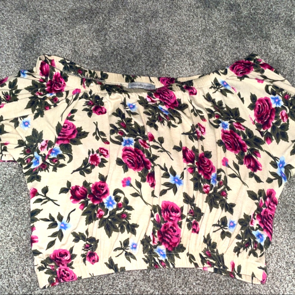 Charlotte Russe floral off shoulder cropped top, barely worn